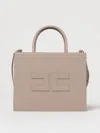 Elisabetta Franchi Medium Leather-effect Handbag With Stitching In Blush Pink