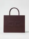Elisabetta Franchi Small Leather-effect Handbag With Stitching In Brown