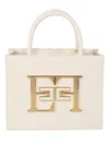 Elisabetta Franchi Logo Plaque Small Handbag In White