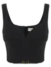 Elisabetta Franchi Lightweight Corset-style Crepe Top With Heart Neckline In Black