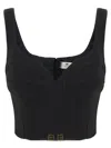 Elisabetta Franchi Lightweight Corset-style Crepe Top With Heart Neckline In Black