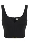 Elisabetta Franchi Lightweight Corset-style Crepe Top With Heart Neckline In Black