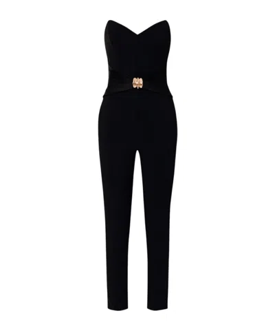 ELISABETTA FRANCHI ELISABETTA FRANCHI FLOWING MACRO BOW CRÊPE JUMPSUIT