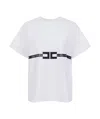 Elisabetta Franchi Crew Neck Relaxed Fit Short Sleeves Top In White