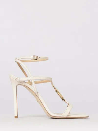 Elisabetta Franchi Logo-detail Leather Sandals In White