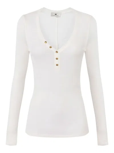 Elisabetta Franchi Henley-neck Top In White
