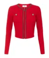 Elisabetta Franchi Herringbone-pattern Cardigan In Red