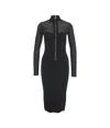 Elisabetta Franchi Herringbone Pattern Midi Dress In Nero