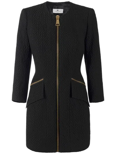 Elisabetta Franchi Herringbone Tweed Dress In Black