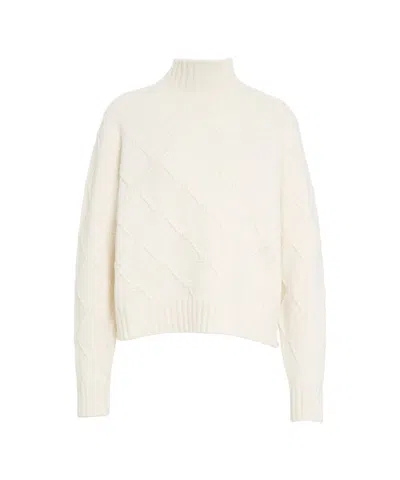Elisabetta Franchi High Collar Knit Sweater In White