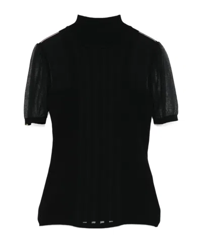 ELISABETTA FRANCHI ELISABETTA FRANCHI TRANSPARENCY DETAILED HIGH-COLLARED TOP