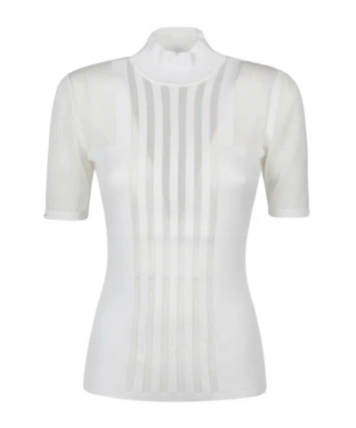 ELISABETTA FRANCHI ELISABETTA FRANCHI TRANSPARENCY DETAILED HIGH-COLLARED TOP