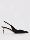 Elisabetta Franchi Slingback Heels With Gold Accent And Pointed Toe In Black