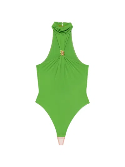 Elisabetta Franchi High-neck Bodysuit In Green