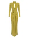 Elisabetta Franchi Red Carpet Dress With Drapes In Yellow