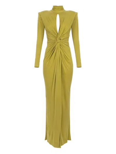 Elisabetta Franchi Red Carpet Dress With Drapes In Yellow