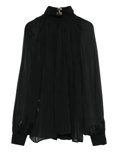 Elisabetta Franchi High-neck Embellished Blouse In Black
