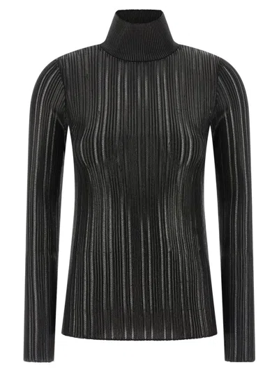 ELISABETTA FRANCHI HIGH NECK FITTED TRICOT SWEATER