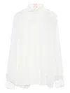 Elisabetta Franchi High-neck Gathered Silk Top In White
