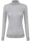 Elisabetta Franchi Gray Wool Turtleneck Sweater With Logo Embroidery In Grigiomelg