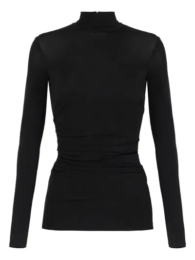 Elisabetta Franchi High-neck Long-sleeve Top In Black