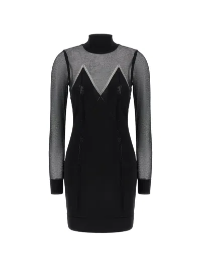 Elisabetta Franchi High-neck Long-sleeves Mini Dress In Black