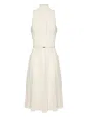 Elisabetta Franchi High-neck Openwork Midi Knit Dress In White