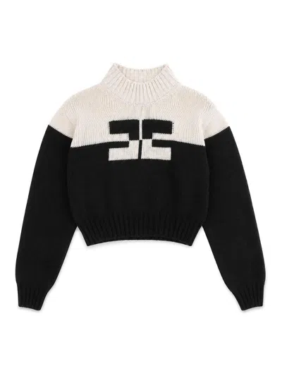 Elisabetta Franchi Kids' High Neck Pullover In Blue