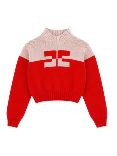 Elisabetta Franchi Kids' High Neck Pullover In Red
