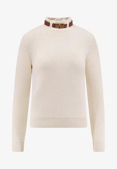 ELISABETTA FRANCHI HIGH-NECK RIBBED SWEATER