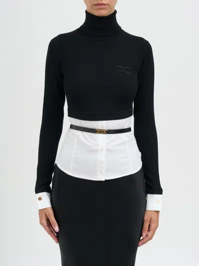 Elisabetta Franchi High Neck Shirt In Black