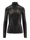 Elisabetta Franchi Metallic Fabric Turtleneck Sweater In Black
