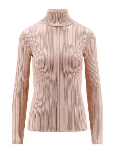 ELISABETTA FRANCHI HIGH NECK SHIRT IN METALLIC FABRIC