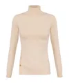 Elisabetta Franchi Viscose Turtleneck With Buttons On The Side In Nude