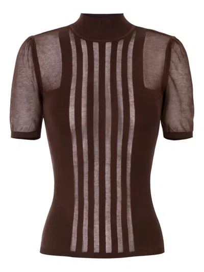 Elisabetta Franchi High-neck Top In Brown
