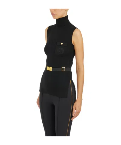 Elisabetta Franchi High-necked Top In Black