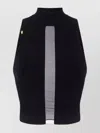Elisabetta Franchi High Neckline Ribbed Texture Sleeveless Top In Black