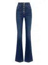 Elisabetta Franchi High-waisted Flared Leg Trousers With Button Detailing In Blue