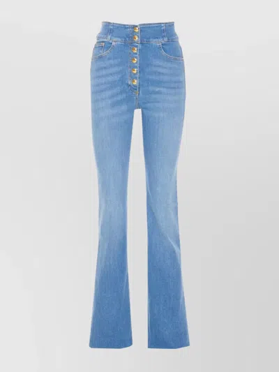 Elisabetta Franchi High-rise Waist Denim Jeans With Flared Leg In Blue