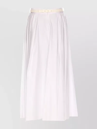 Elisabetta Franchi High Waist Belted Midi Skirt With Bow In White