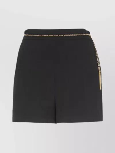 Elisabetta Franchi High Waist Crêpe Shorts And Chain In Black