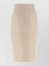 Elisabetta Franchi High Waist Crocodile Texture Midi Skirt In Neutral