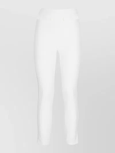 Elisabetta Franchi High Waist Cropped Trousers Front Flap Pockets In White