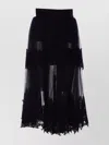 Elisabetta Franchi High Waist Embroidered Midi Skirt With Sheer Overlay