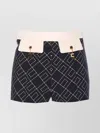 Elisabetta Franchi High Waist Geometric Pattern Shorts In Black