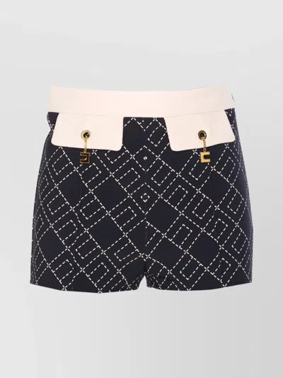 ELISABETTA FRANCHI HIGH WAIST GEOMETRIC PATTERN SHORTS