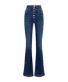 Elisabetta Franchi High-waisted Flared Leg Trousers With Button Detailing In Blue