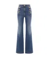 Elisabetta Franchi Palazzo Jeans Featuring Button Placket In Blue