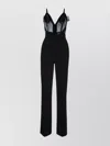 Elisabetta Franchi Black Jumpsuit With Deep Neckline And Lace Detail On The Front
