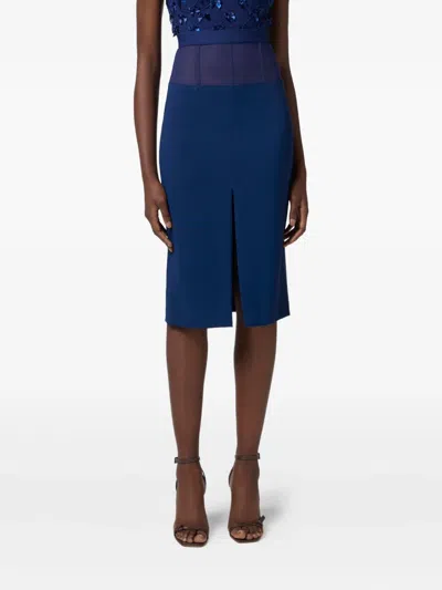 Elisabetta Franchi High-waist Midi Skirt In Blue